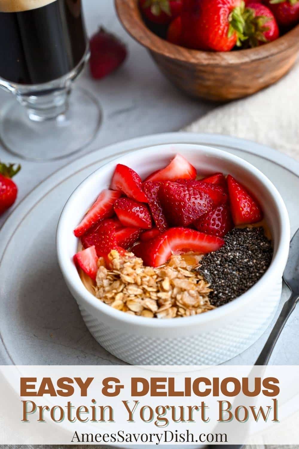 This Protein Yogurt Bowl recipe upgrades protein-packed Greek yogurt with well – more protein! Quick, easy, and delicious! via @Ameessavorydish