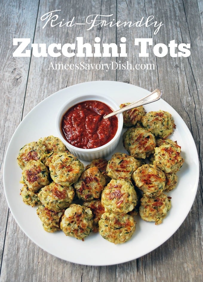 A kid-friendly recipe for zucchini tots, a healthy variation of tater tots and cheese sticks. Recipe from the Natural Baby Food cookbook. via @Ameessavorydish