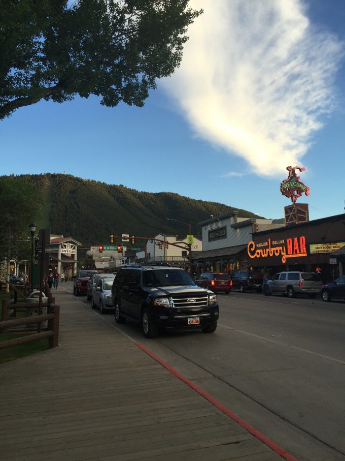 A car parked on the side of a road in Jackson WY