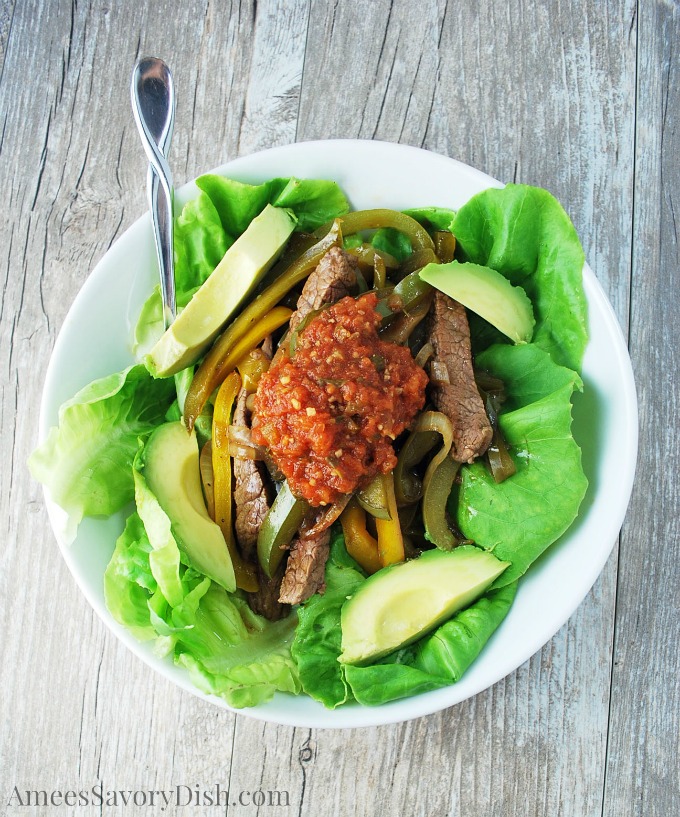 Beef Fajita Salad Bowl Recipe watermark