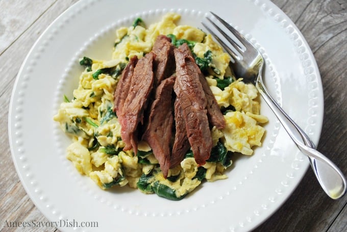 Beef Spinach Egg Scramble recipe watermark