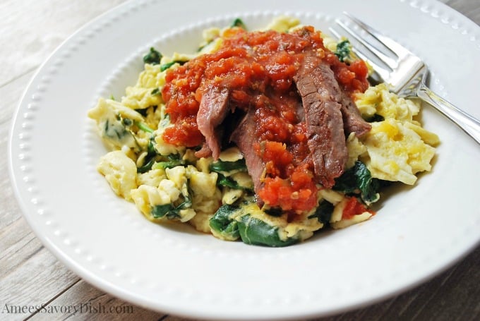 Beef Spinach Egg Scramble with Salsa watermark