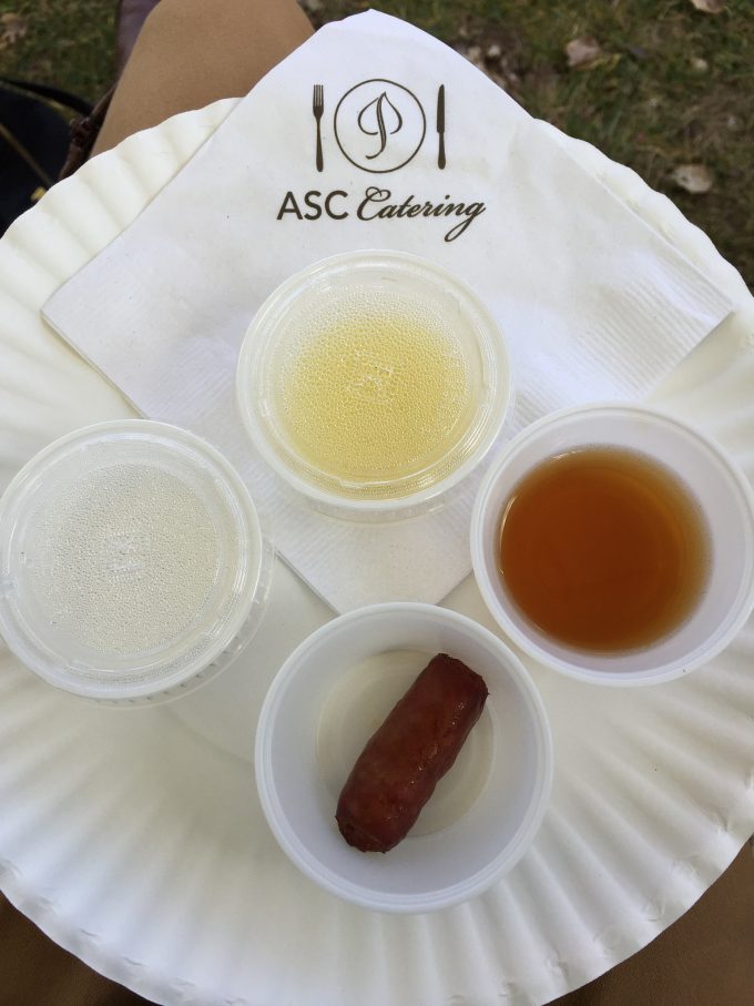 samples of food on a paper plate