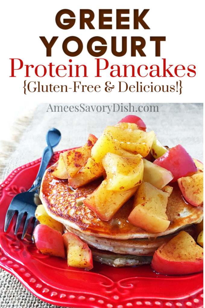 GlutenFree Greek Yogurt Protein Pancakes with Baked Apples