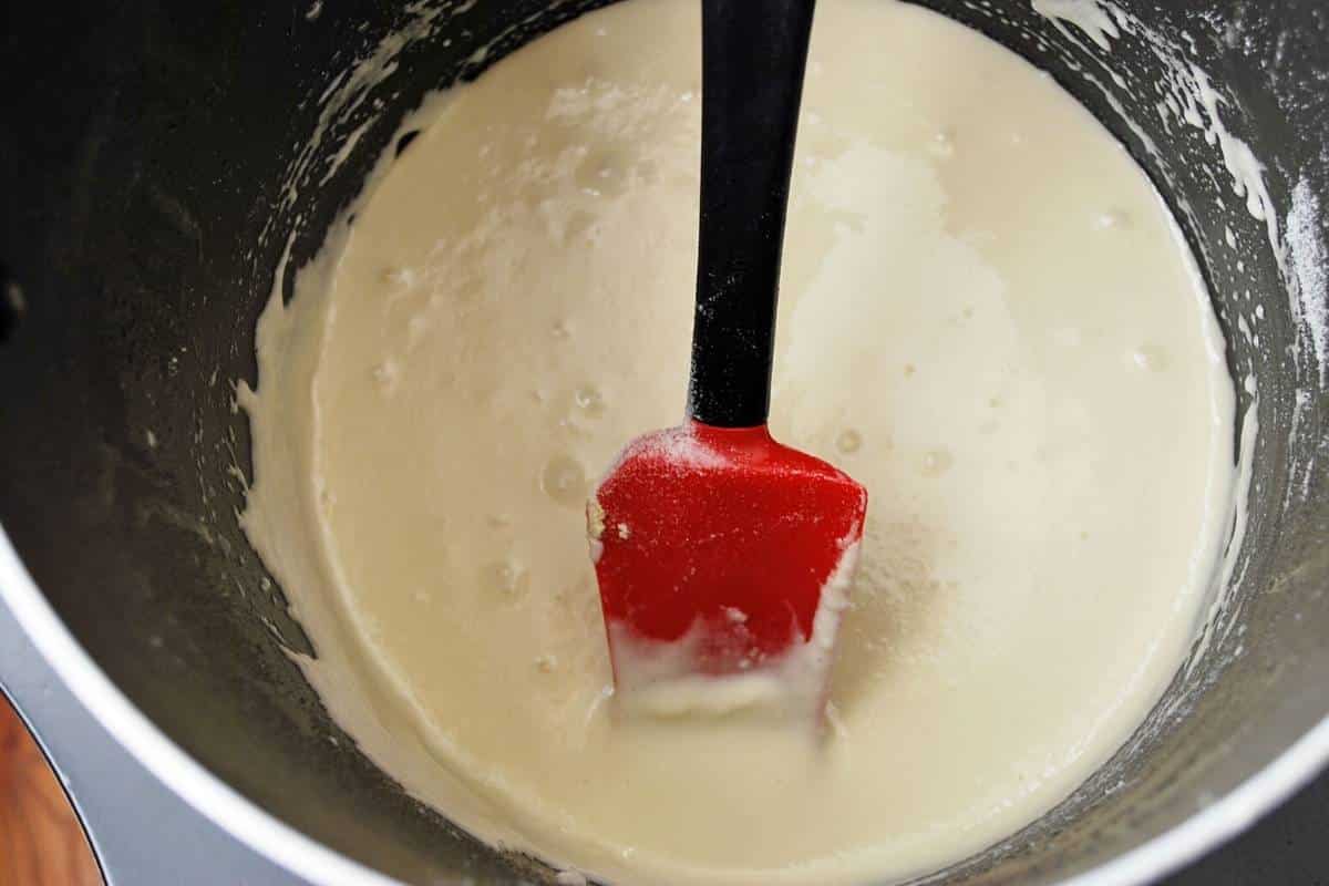 marshmallows and butter melted in a large pot