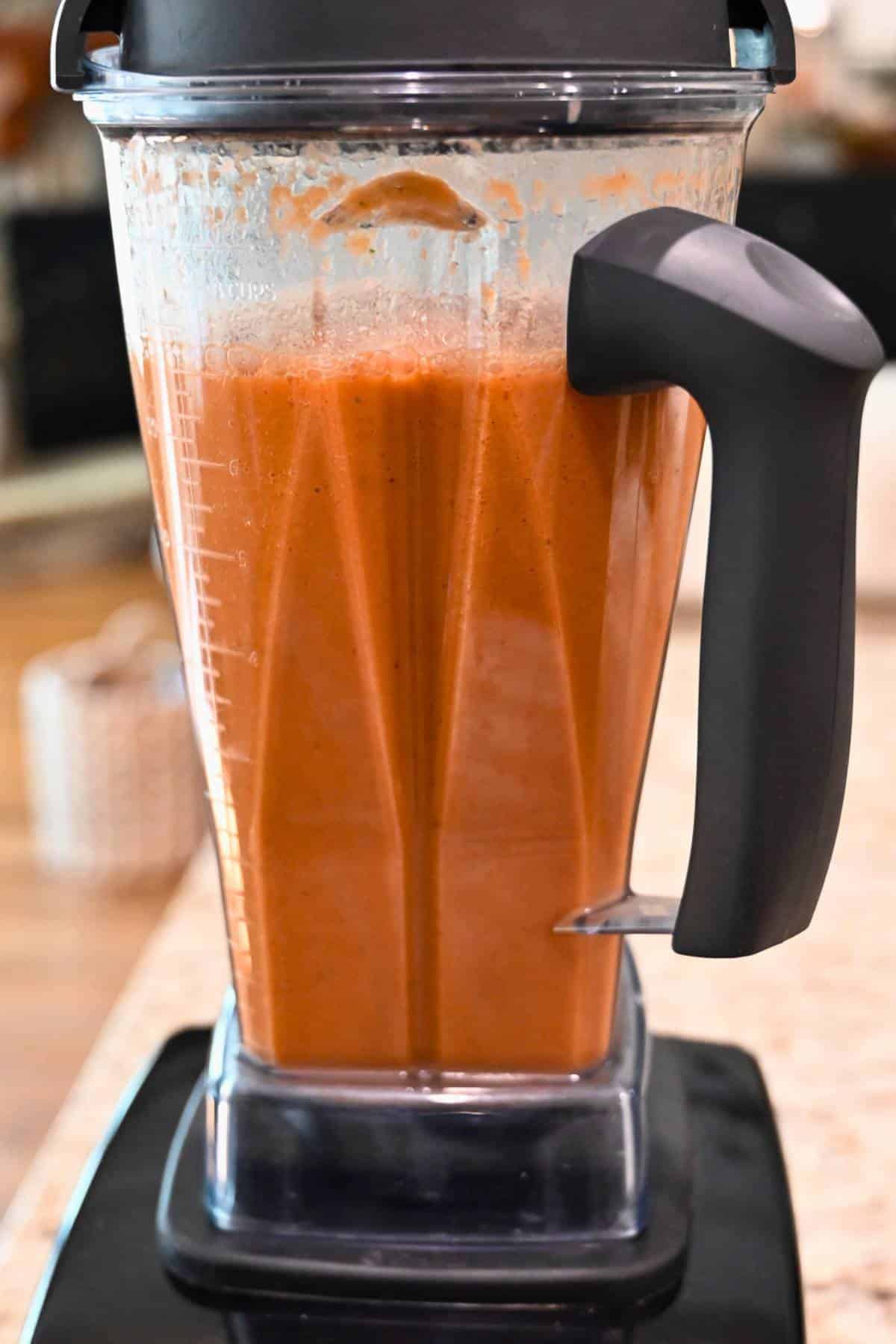 blended gazpacho in a Vitamix