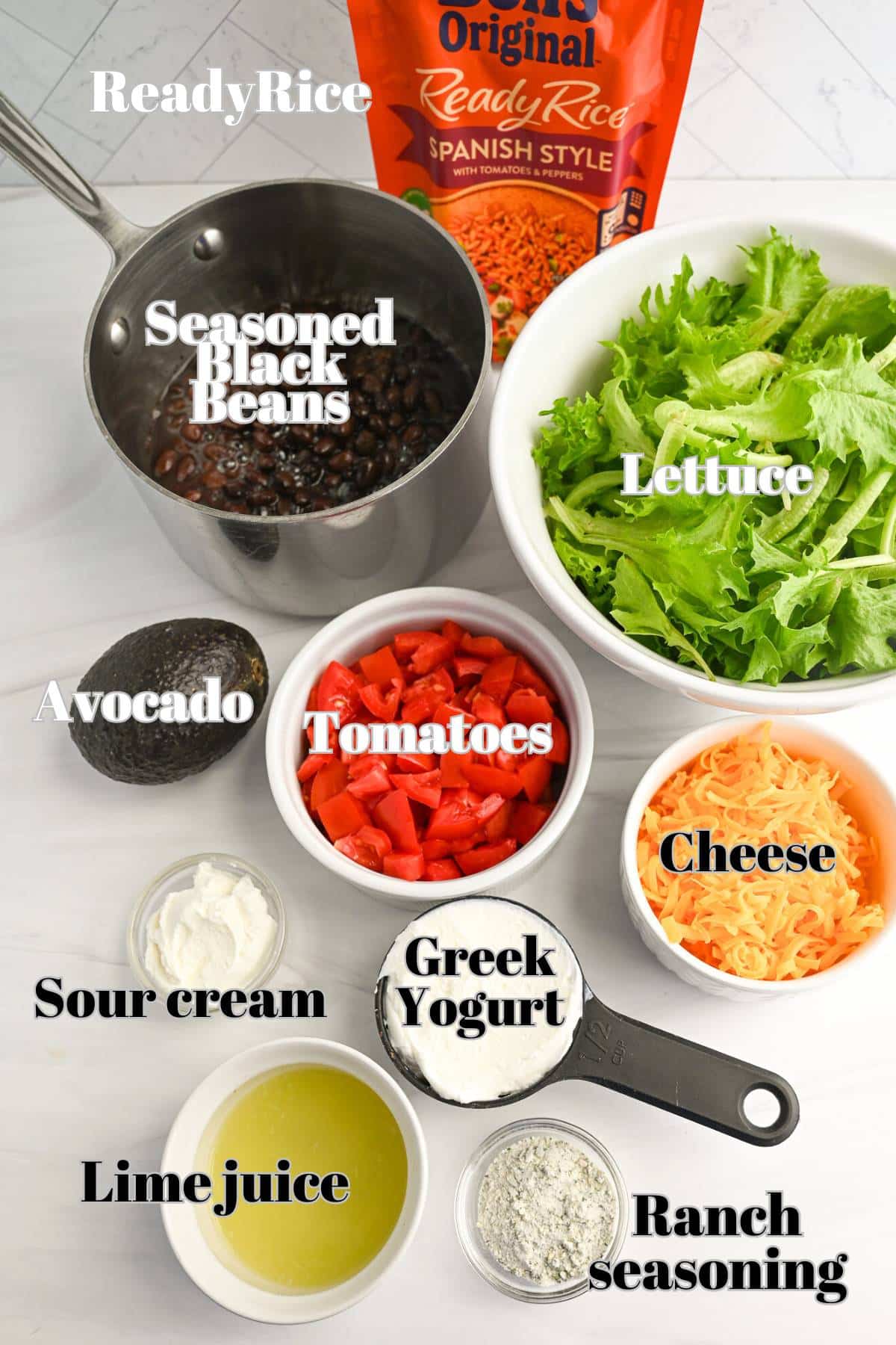 taco bell veggie bowl ingredients measured on a counter