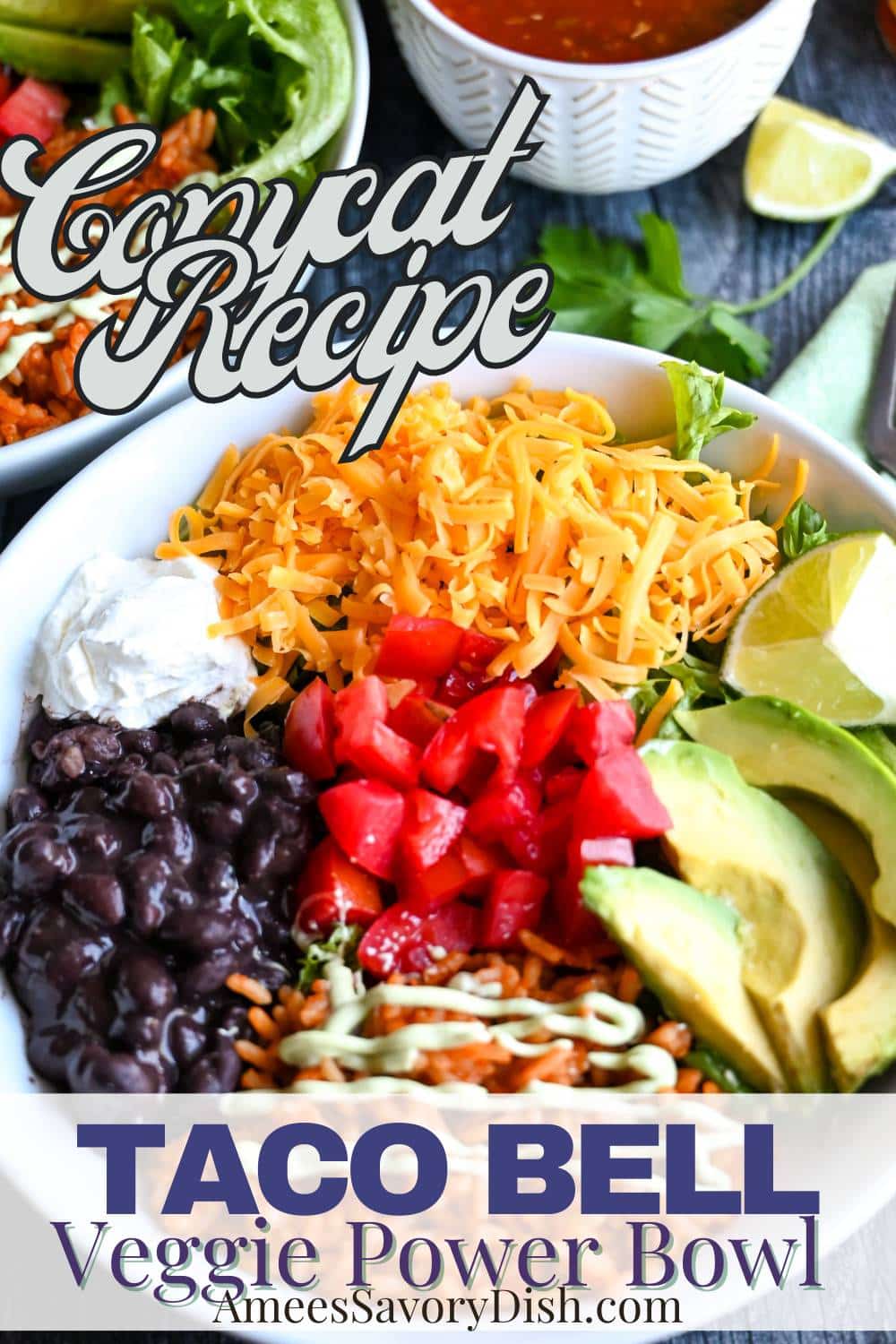 This copycat Taco Bell Veggie Power Bowl recipe offers the same satisfaction as the original with nearly double the protein! via @Ameessavorydish