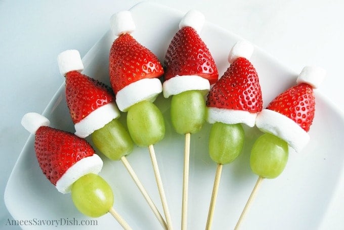 Grinch Fruit Kabobs 