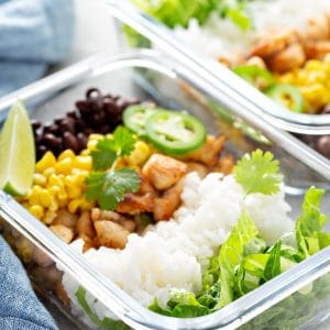 Mexican meal prep in glass containers
