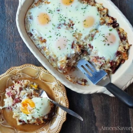 Lightened-Up Corned Beef Hash Breakfast Casserole |Amee's Savory Dish