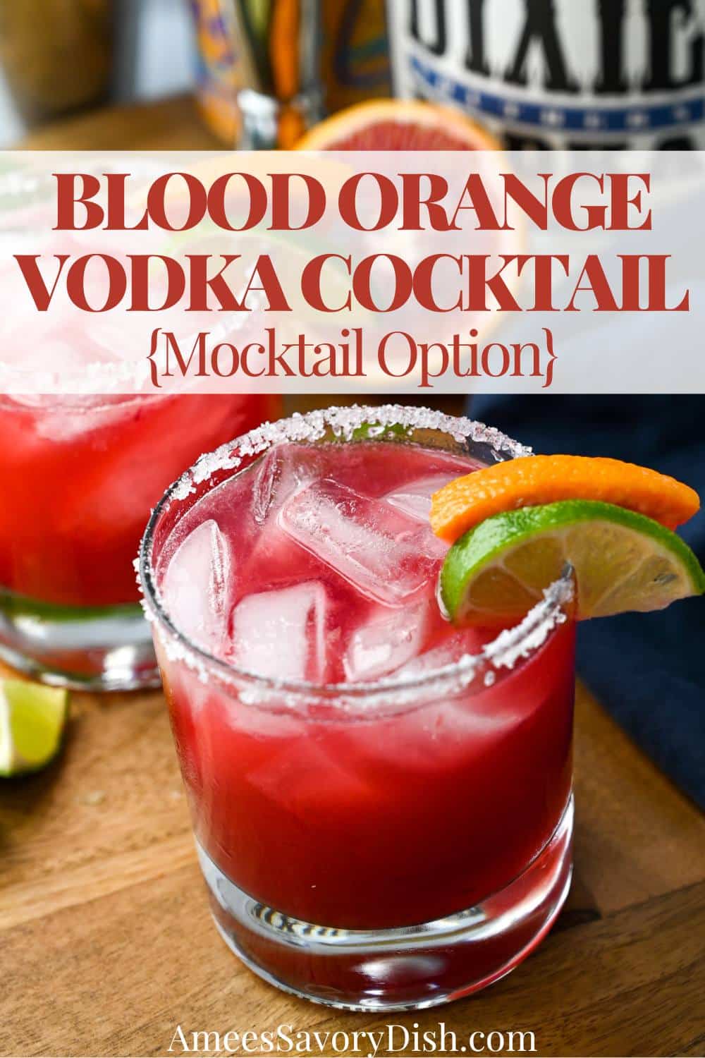 This blood orange vodka cocktail is a refreshing, low-calorie cocktail made with vodka, blood orange juice, lime juice, agave nectar, and a splash of sparkling water. via @Ameessavorydish