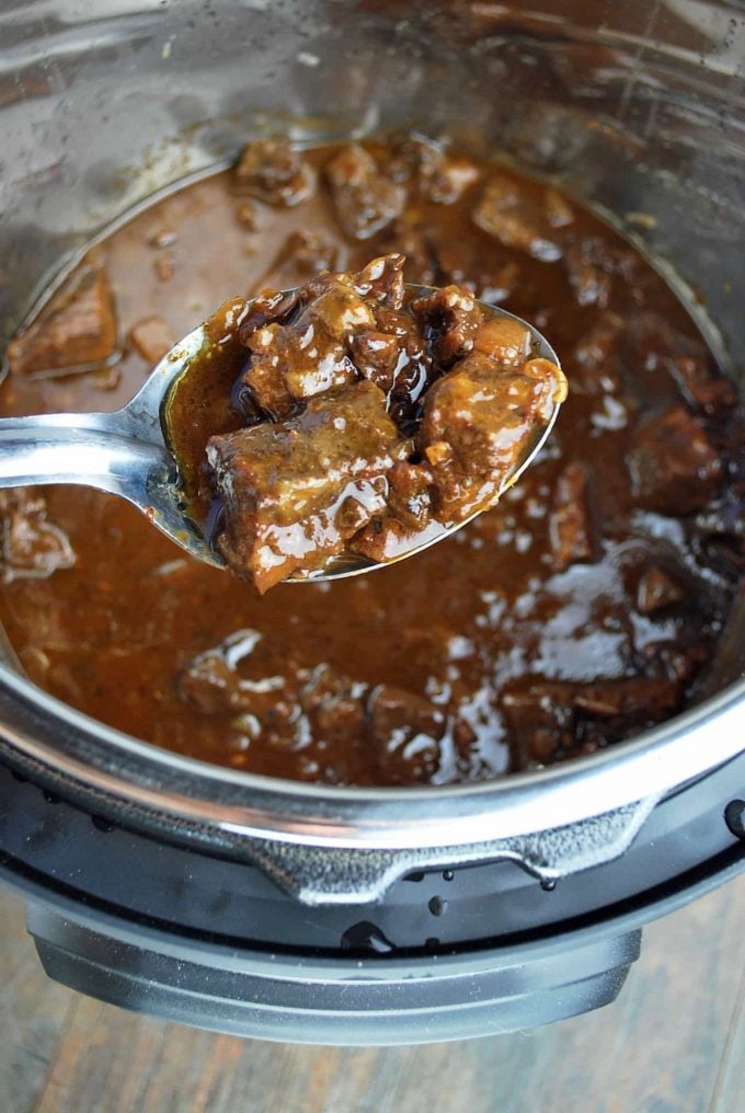 Mediterranean Beef in Instant Pot in a hearty balsamic wine sauce