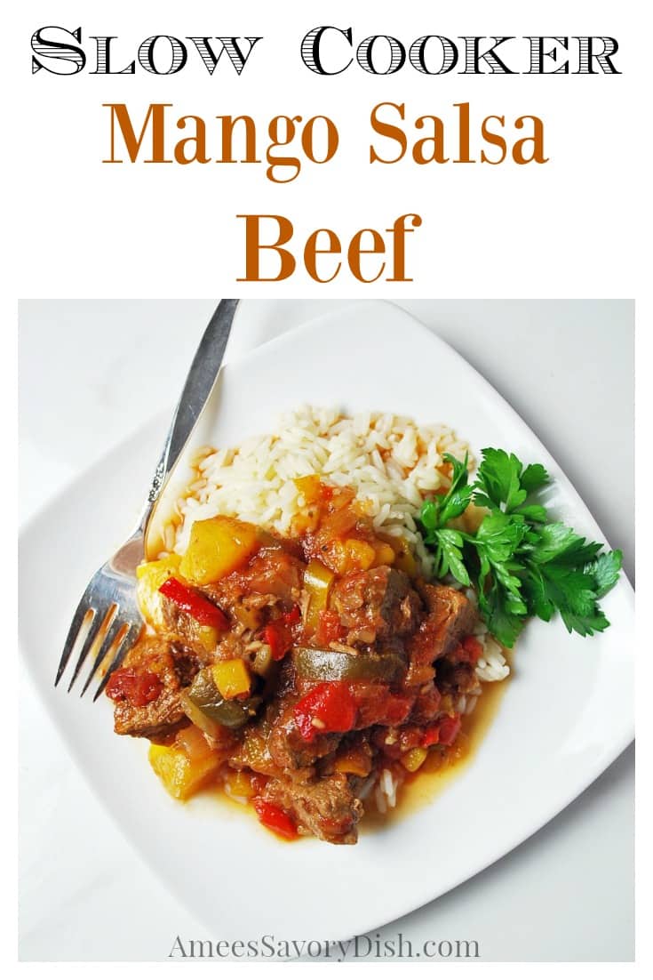 Easy Slow Cooker Mango Salsa Beef- Amee's Savory Dish