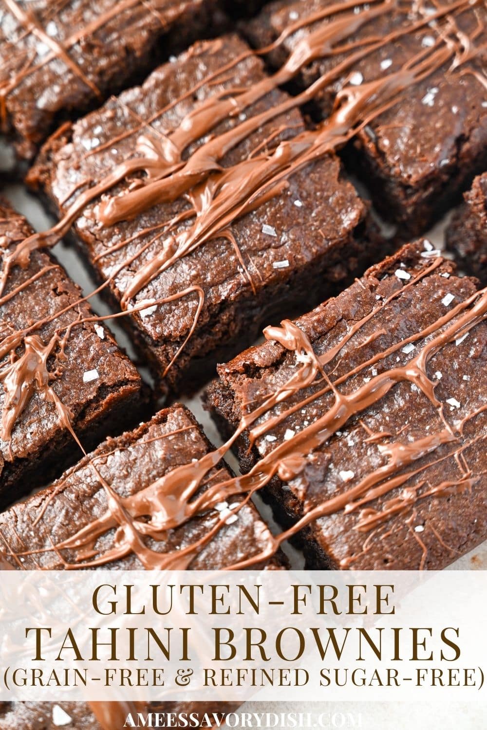 These easy chocolate tahini brownies are grain-free, gluten-free, and refined sugar-free. Not to mention decadent, gooey and SO delicious! via @Ameessavorydish