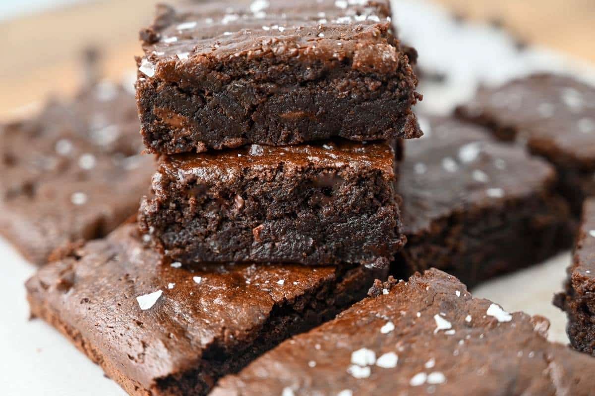 two stacked brownies on top of each other