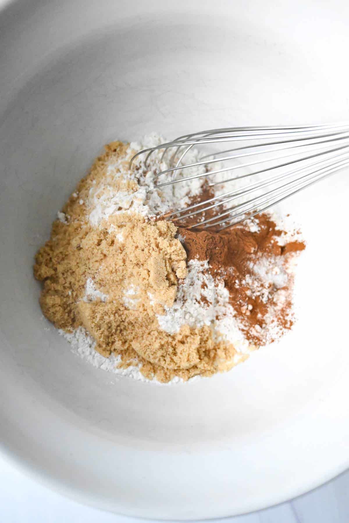 whisking dry ingredients for sweet potato kefir pancakes