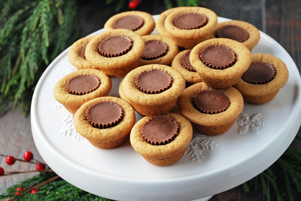 a plate of Reese's pb cookie cups