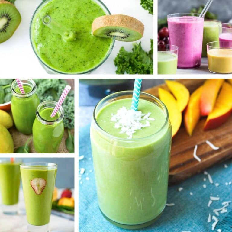 collage of green smoothie recipes