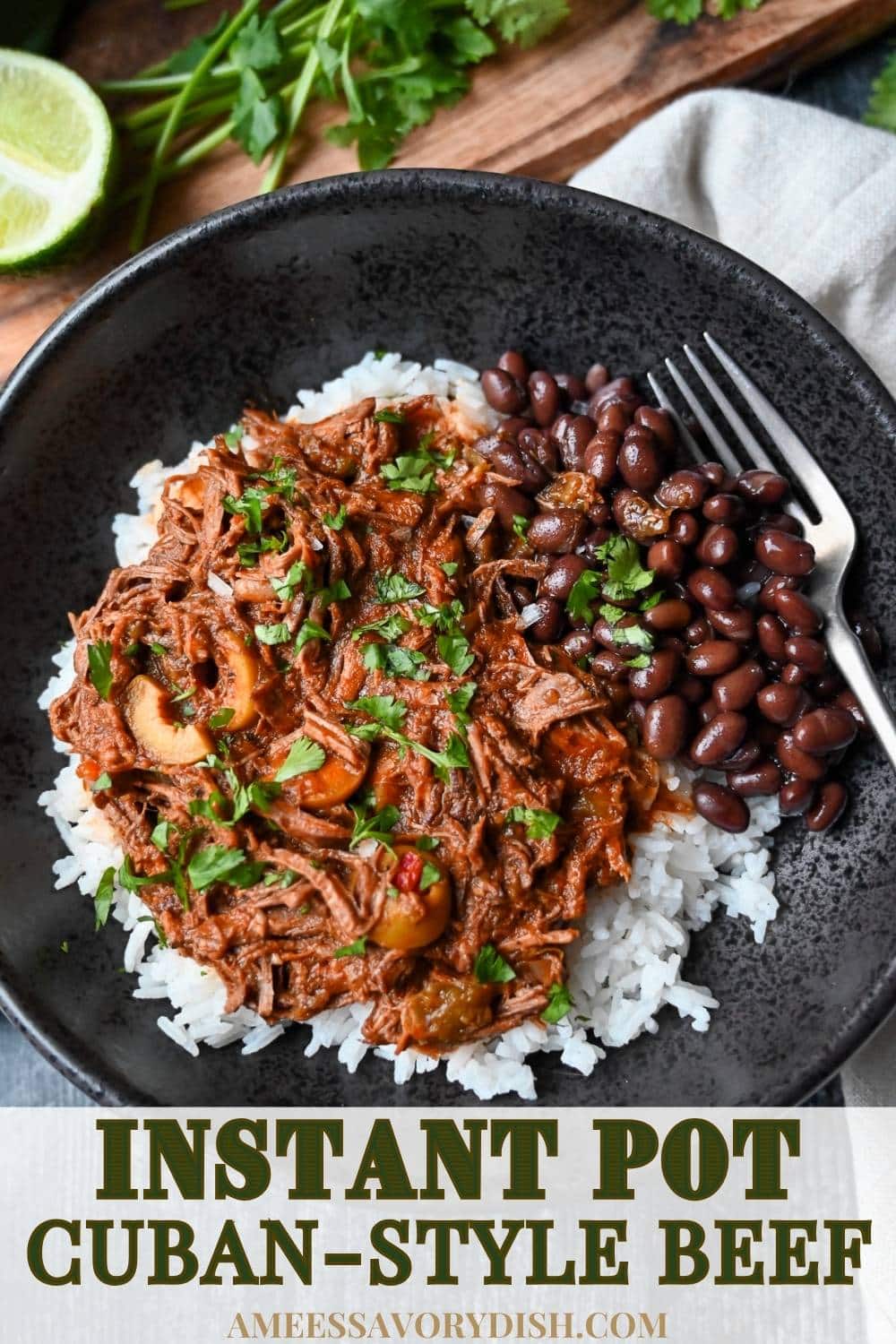 This easy Instant Pot Cuban Shredded Beef recipe transforms a budget-friendly lean beef roast into a delicious fall-apart tender pot roast! via @Ameessavorydish