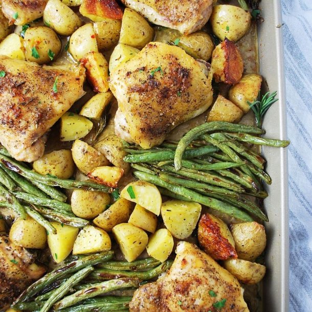 Herb-Roasted Sheet Pan Chicken with Potatoes and Green Beans