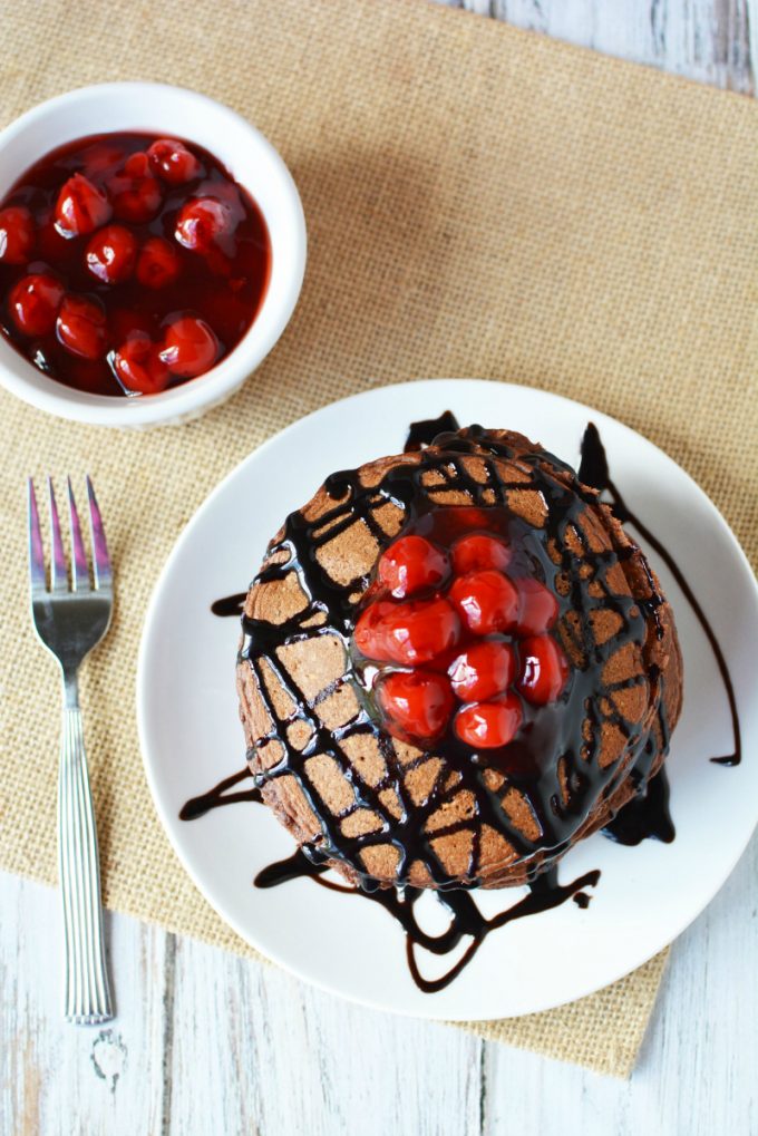 Cherry chocolate pancakes