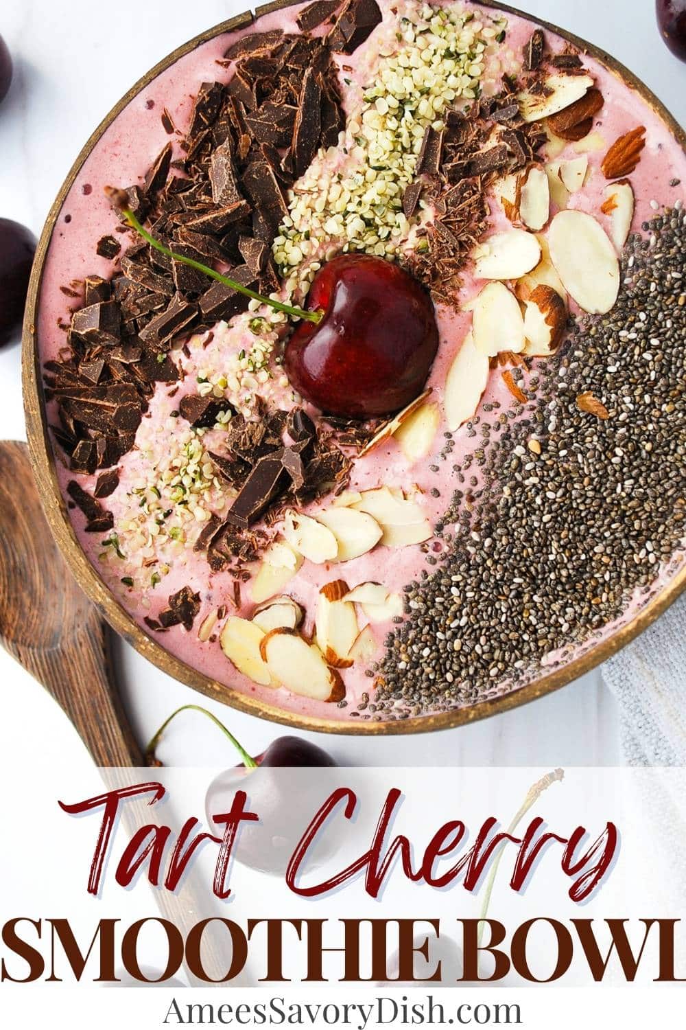 This flavorful protein-packed Cherry Smoothie Bowl makes the perfect easy breakfast, snack, or post-workout meal! It's easy to throw together and combines quality protein with nutrient-dense sources of carbohydrates. via @Ameessavorydish