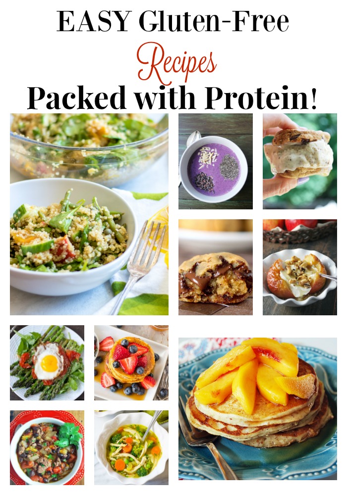 Easy gluten free recipes for main dishes (breakfast, lunch, and dinner), snacks, and even delicious gluten free desserts packed with protein! via @Ameessavorydish