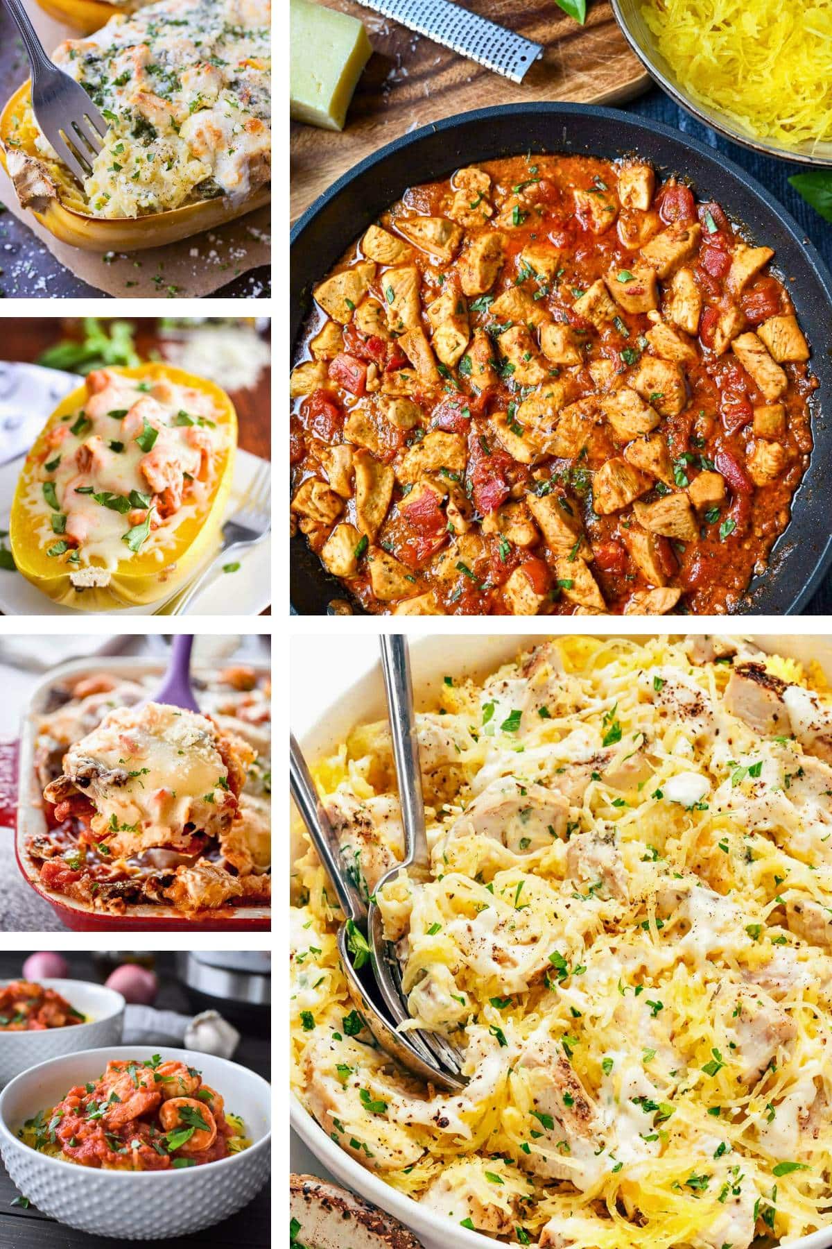 a collage of spaghetti squash recipes