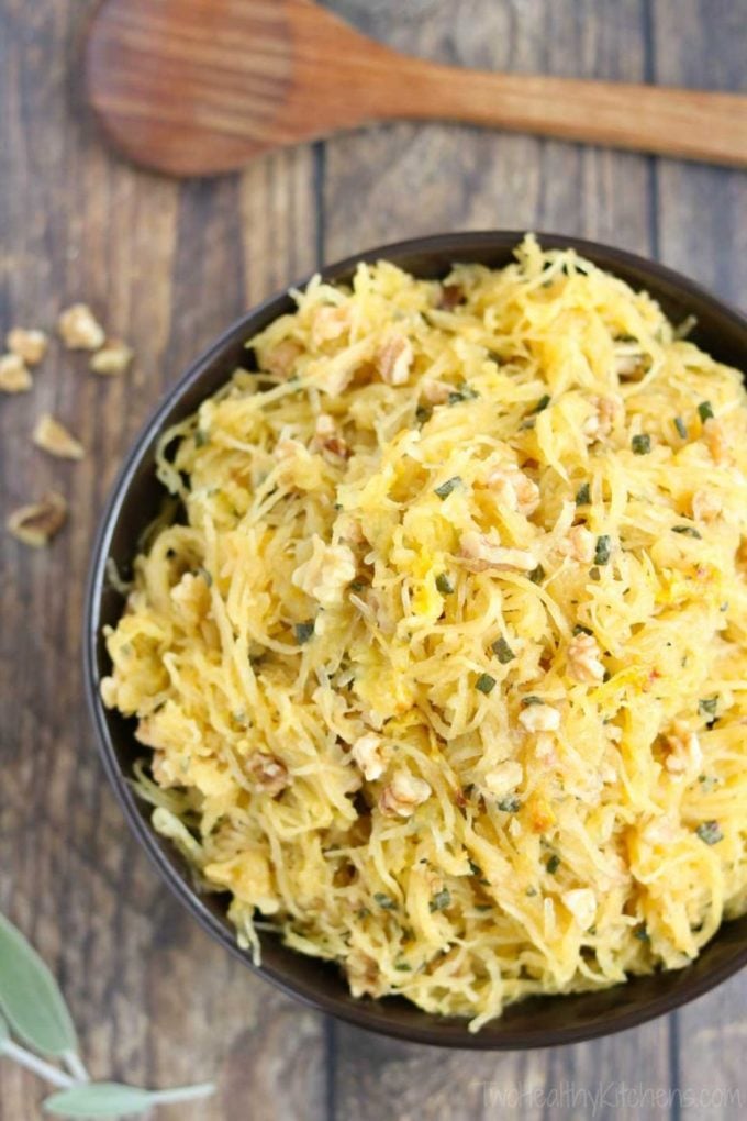 Microwave Spaghetti Squash with Sage Browned Butter and Walnuts and 28 Amazing Low Carb Spaghetti Squash Recipes