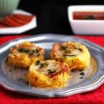 spaghetti squash pizza nests on a plate