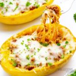meat stuffed spaghetti squash boats
