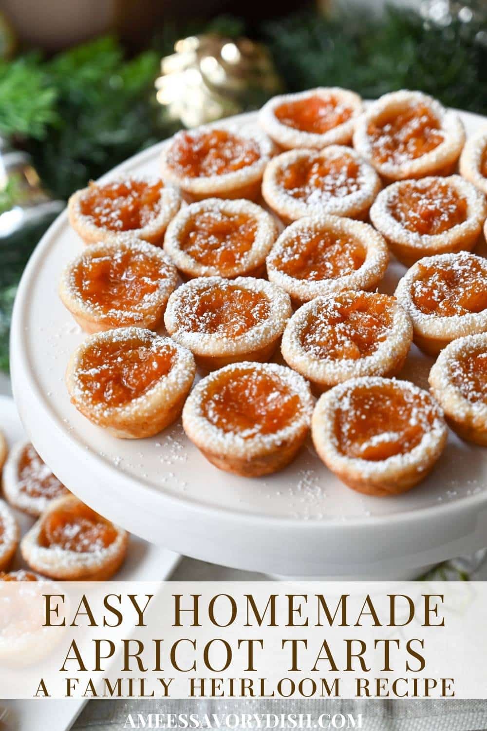 A family favorite holiday cookie recipe for homemade apricot tarts made with apricot filling and homemade cream cheese dough. via @Ameessavorydish