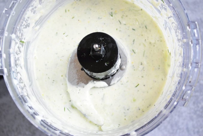 blended tzatziki sauce in a food processor