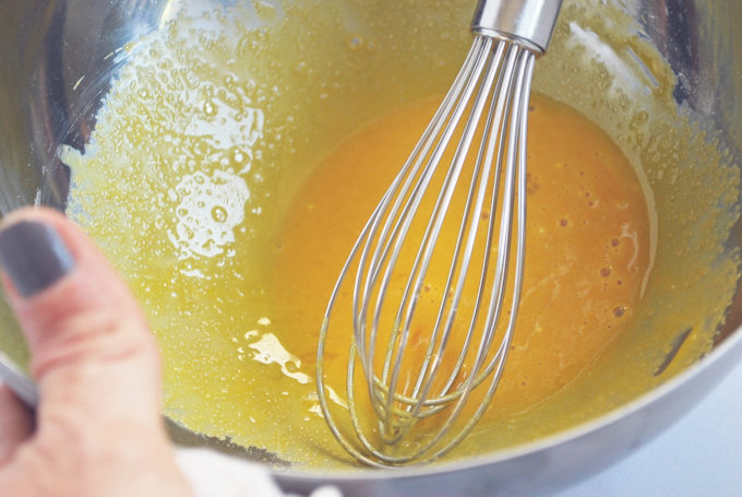 egg yolks blended for Japanese pancakes