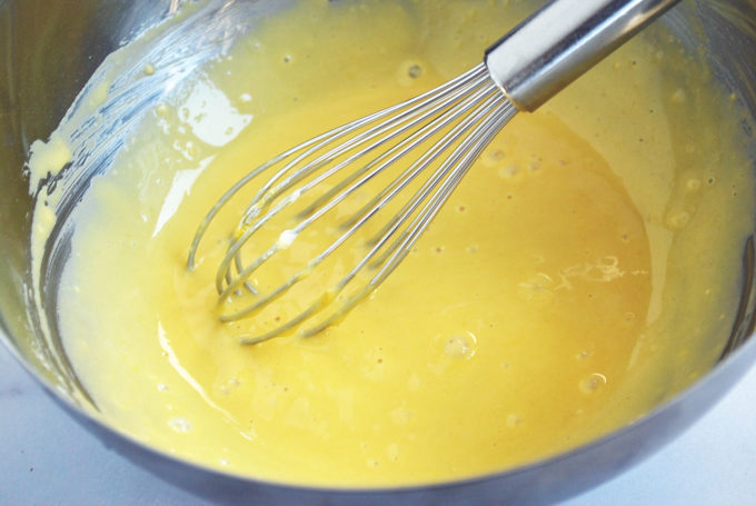 blended egg yolk mixture for Japanese pancakes