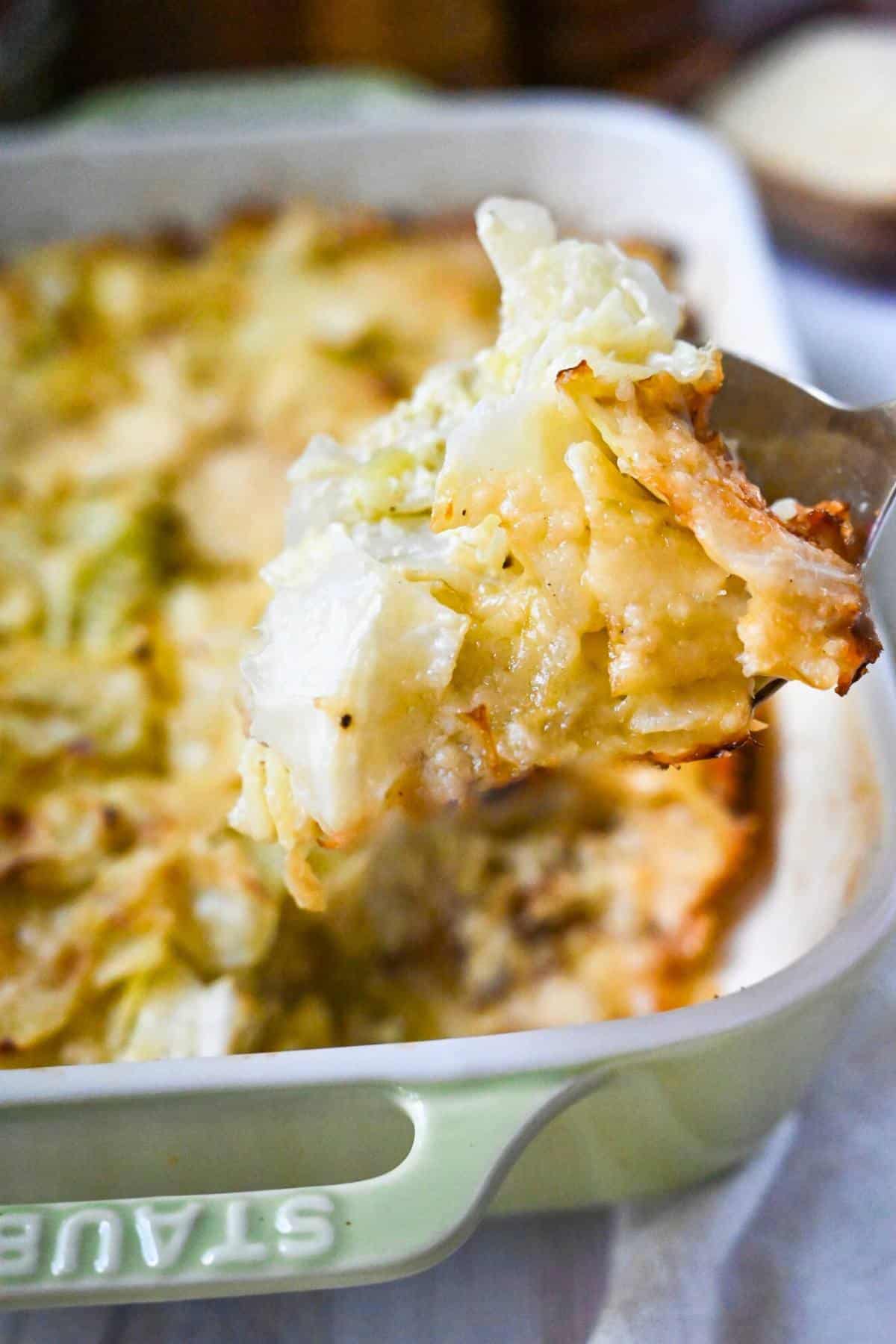 Cabbage Casserole is a delicious, low-carb vintage Southern recipe made with fresh cabbage, eggs, butter, cream, and Parmesan cheese.  via @Ameessavorydish