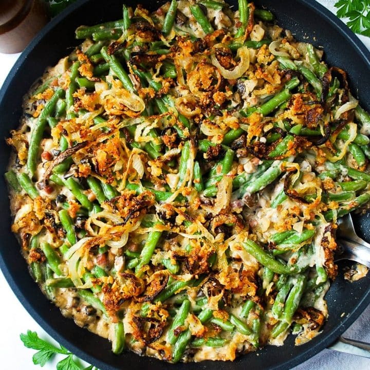 Skillet Loaded Green Bean Casserole- Amee's Savory Dish