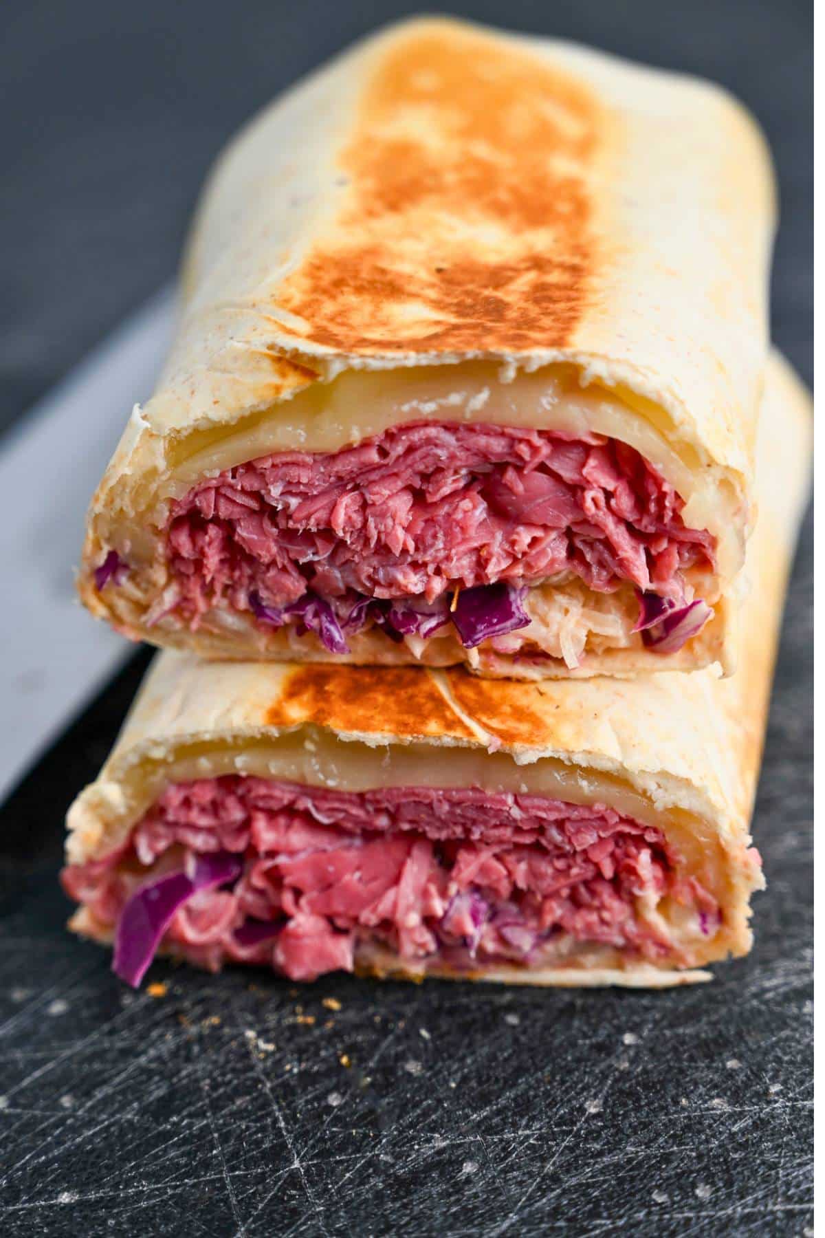 a wrap sliced in half