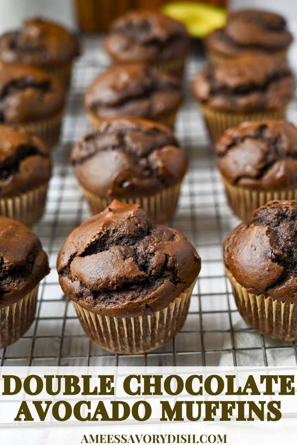 These Double Chocolate Avocado Muffins are irresistibly fluffy and moist, blending melted chocolate and creamy avocado for a decadent treat that’s secretly wholesome. via @Ameessavorydish