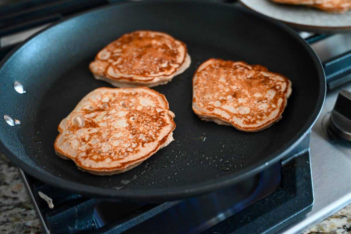 cooked pancakes in a skillet
