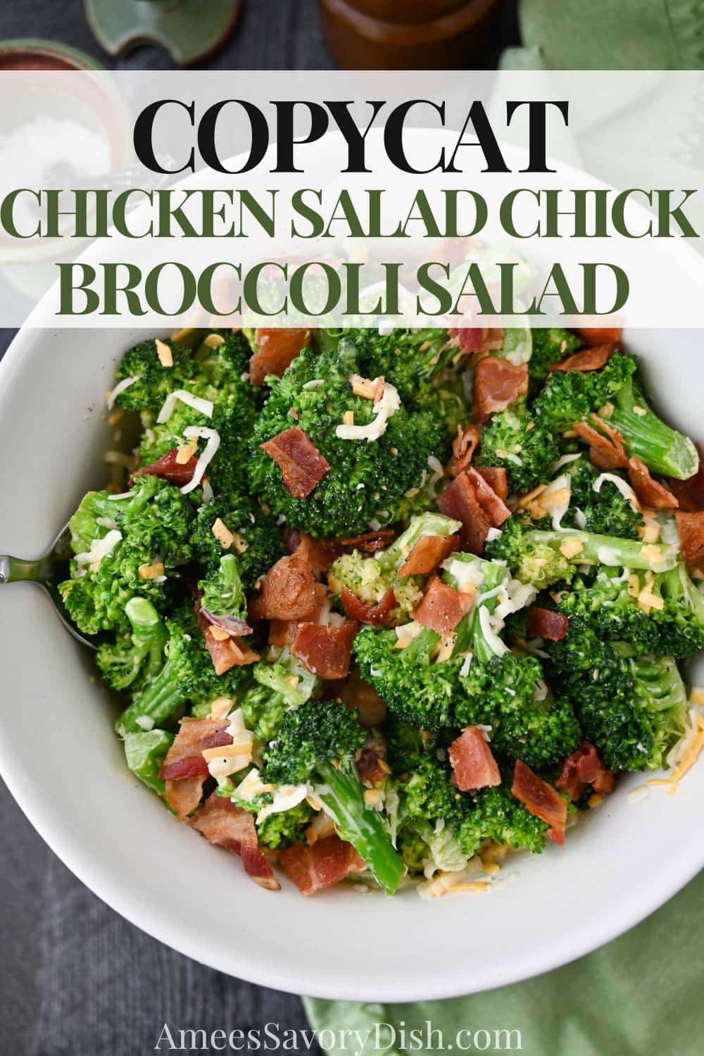 This simple and delicious Chicken Salad Chick Broccoli Salad copycat is easy to make with only 7 simple ingredients! via @Ameessavorydish