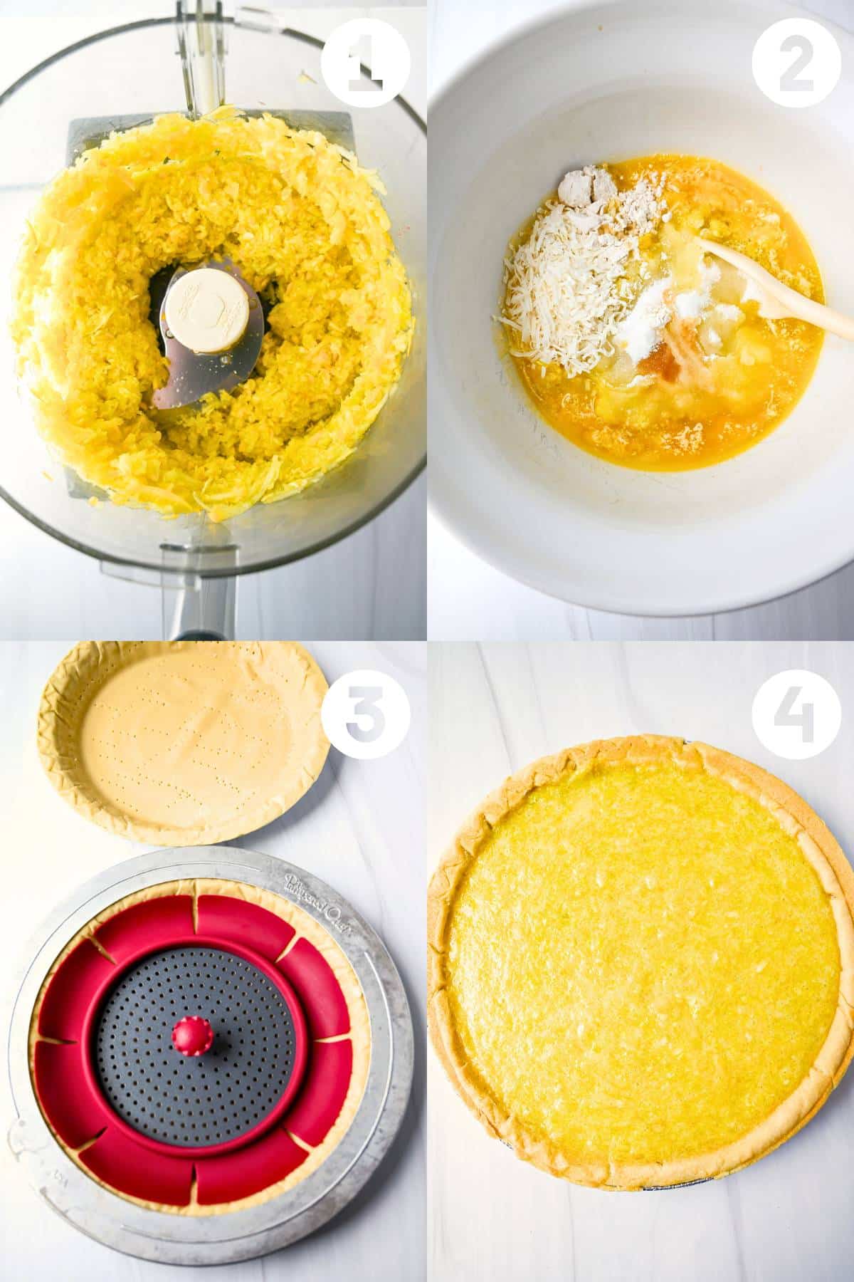 steps for making squash pie in a collage