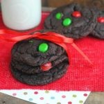 chocolate Christmas cookies on a red napkin