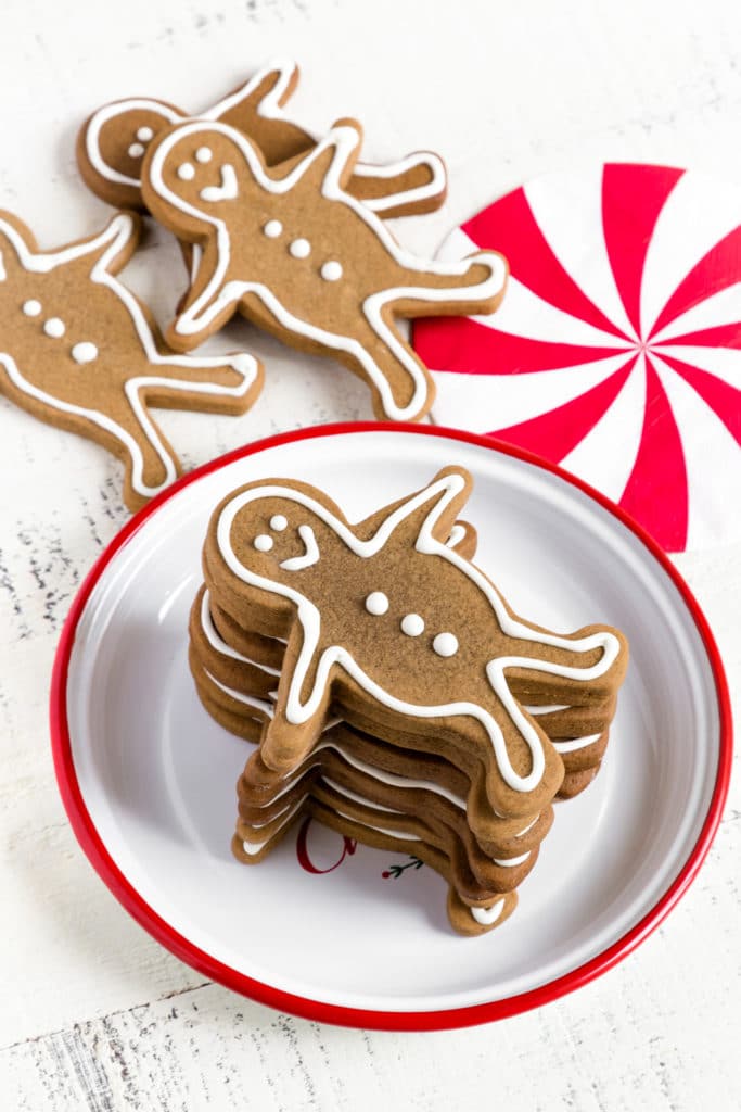 stacked gingerbread men on a plate