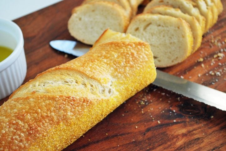 sliced baguette for crostini