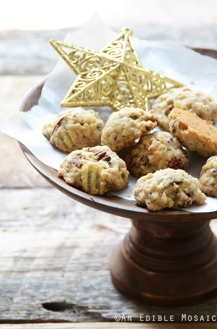 maple pecan shortbread cookies on a platter