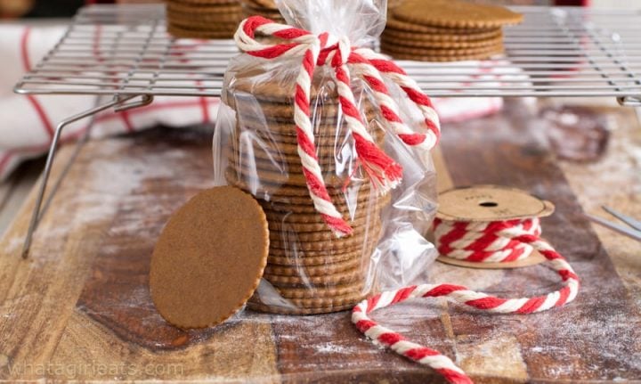 moravian molasses cookies stacked