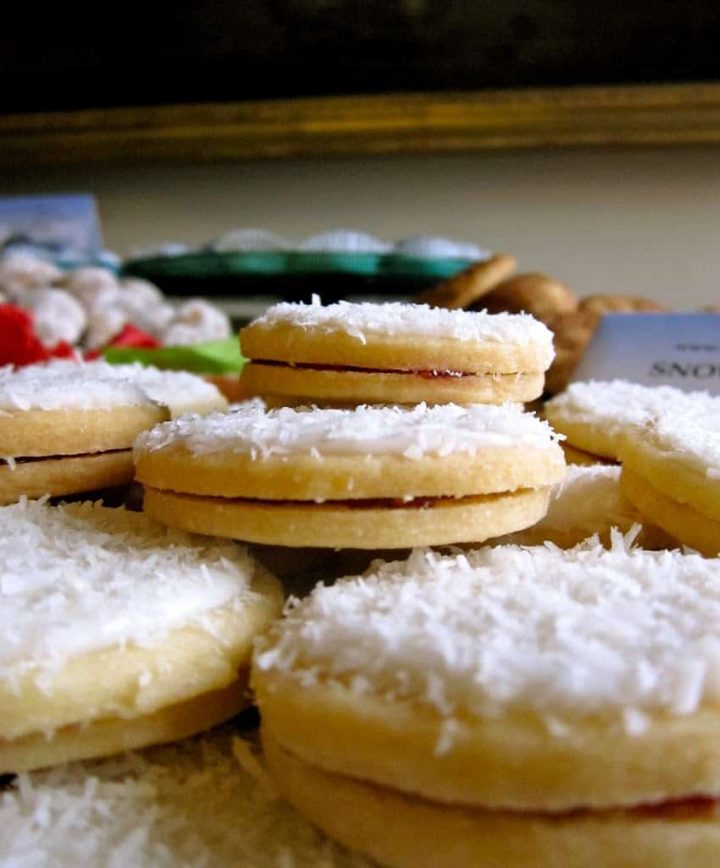 snow cookies on a plate