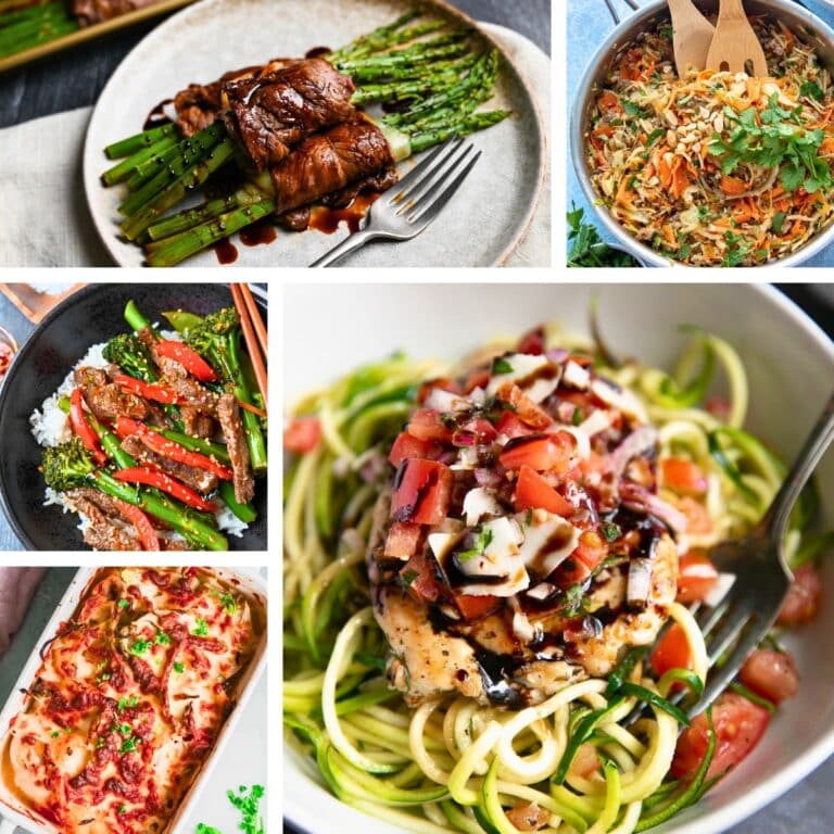 collage photo of 30 min low carb recipes